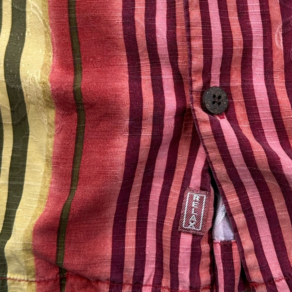 Silk Tommy Bahama Multi-Striped Sunset Relaxed Camp Shirt Vintage Vacation ~ M - Picture 15 of 17